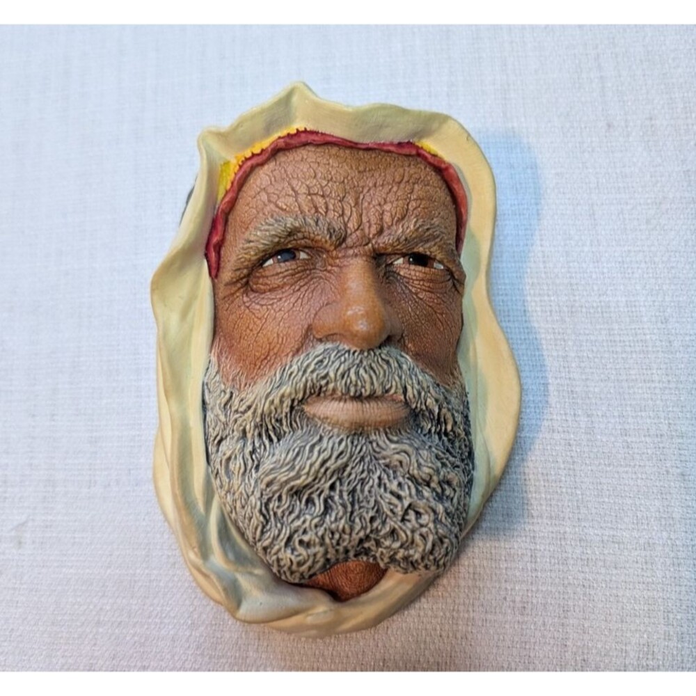 Vintage Bossons ~ Syrian Arab Man Chalkware Head Wall Sculpture Made in England